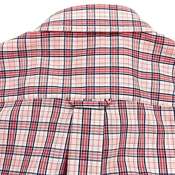 Izod Mens Flip Cuff Button Down Size S Premium Shirt Pink Blue Plaid Preppy - Picture 9 of 10